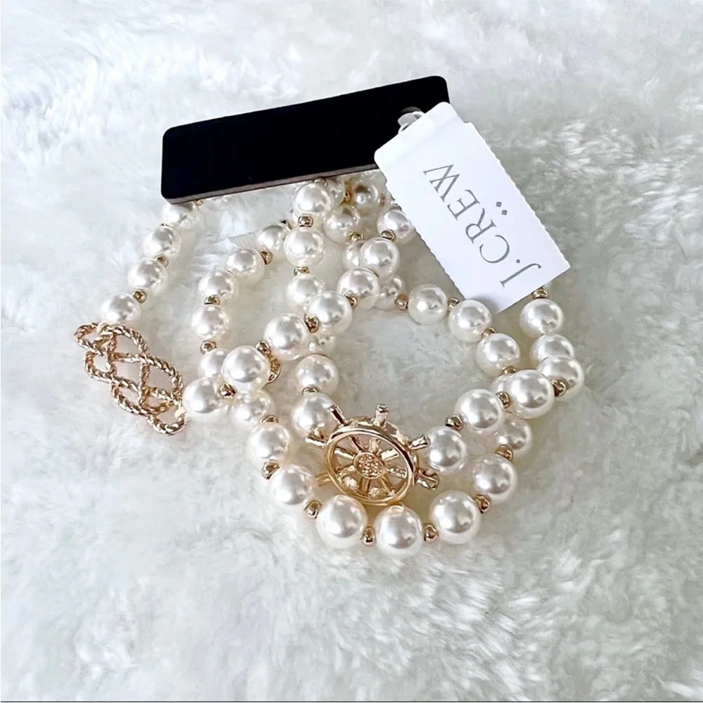 J. Crew Gold and Pearl 3 piece Nautical Bracelet set